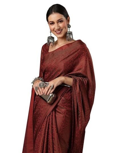 Women's Woven Design Zari Work Banarasi Silk Saree With Unstitched Blouse Piece