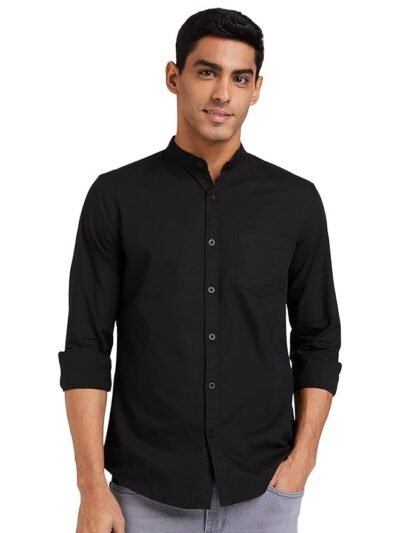 Men's Cotton Shirt | Chinese Collar | Casual | Plain | Full Sleeve | Summer - Regular Fit (Available in Plus Sizes)