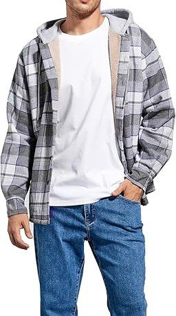 Men's Jacket Fleece Lined Flannel Shirts Sherpa Button Down Jackets